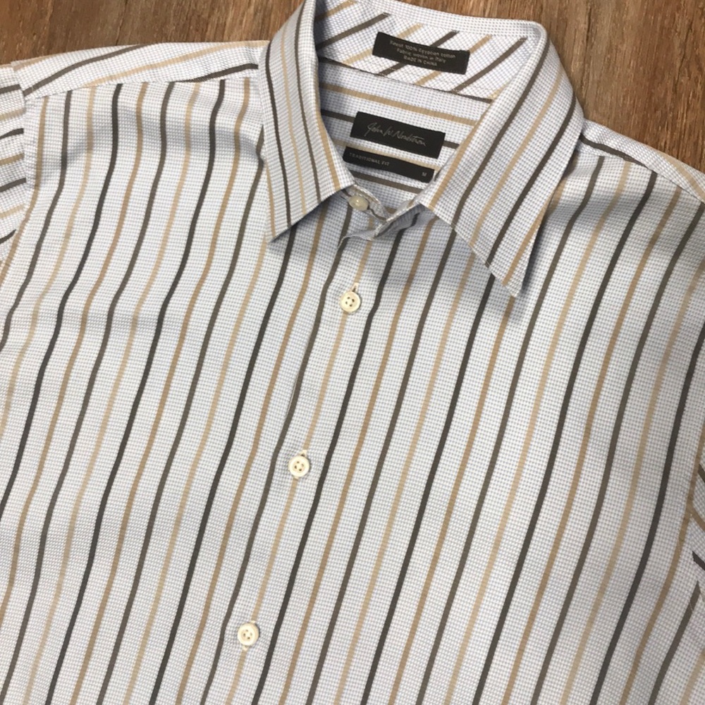 2/$16 NORDSTROM Long Sleeve Striped M Dress Shirt - Picture 3 of 4